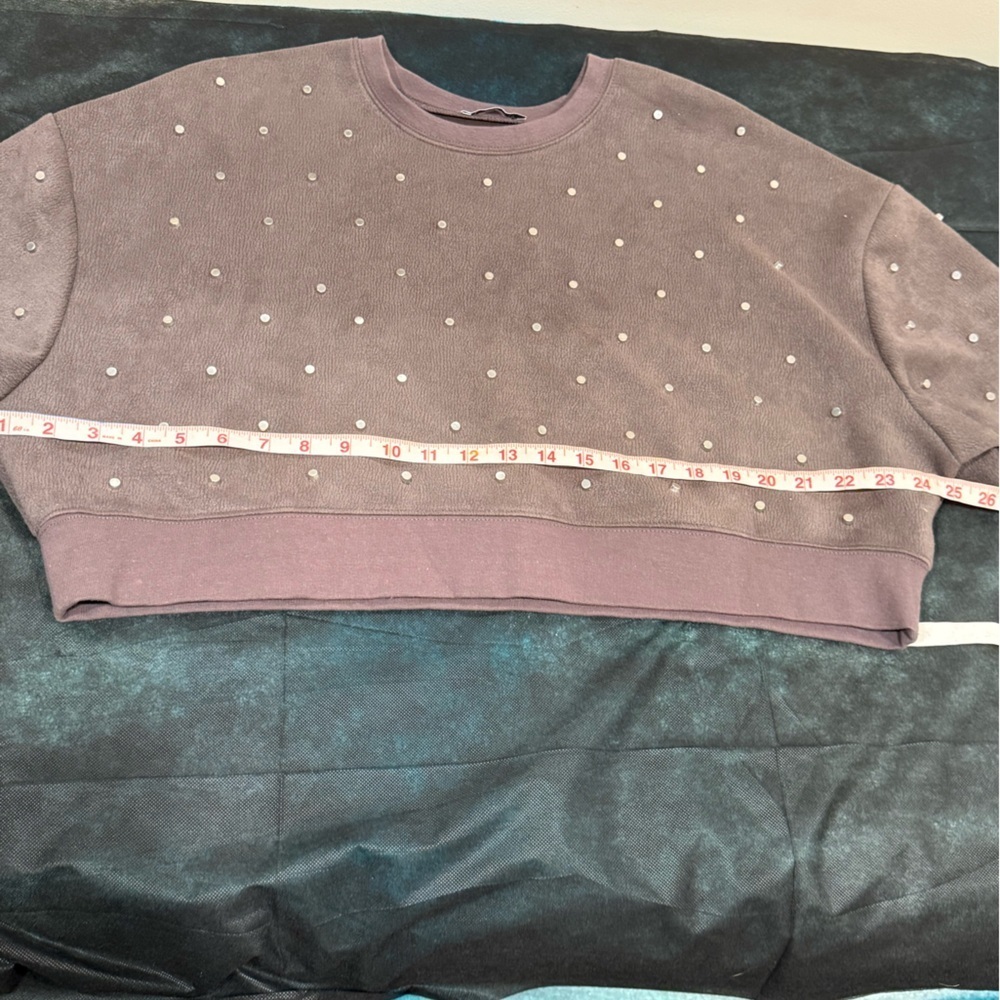 🔥Zara Women’s Stud Gray Basic Sweatshirt Size S EC🔥 - Picture 5 of 5